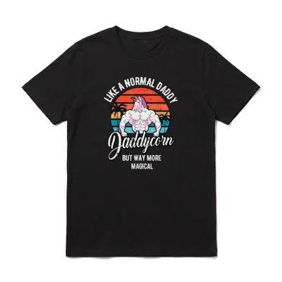 Daddycorn Retro Vintage Einhorn T-Shirt – Klassisches T-Shirt in Schwarz