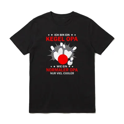 Kegel Opa Kegeln Sportkegeln T-Shirt – Roter Kegelball trifft weiße Stangen mit rotem Text – Klassisches T-Shirt in Schwarz
