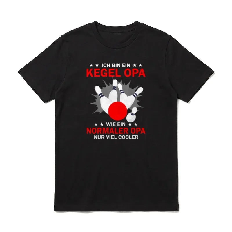 Kegel Opa Kegeln Sportkegeln T-Shirt – Roter Kegelball trifft weiße Stangen mit rotem Text – Klassisches T-Shirt in Schwarz