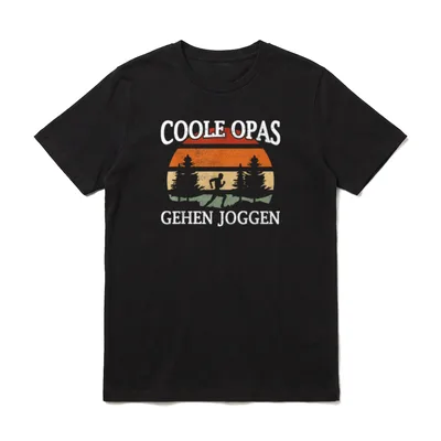 Jogger Laufen Läufer Großvater T-Shirt – Coole Opas gehen joggen Retro Sunset Laufmotiv – Klassisches T-Shirt in Schwarz