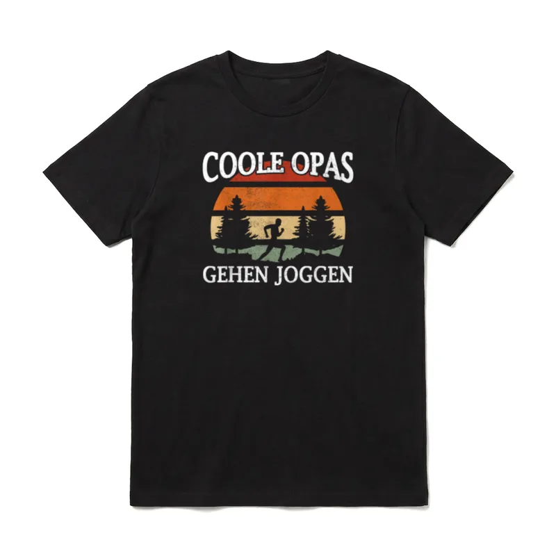 Jogger Laufen Läufer Großvater T-Shirt – Coole Opas gehen joggen Retro Sunset Laufmotiv – Klassisches T-Shirt in Schwarz