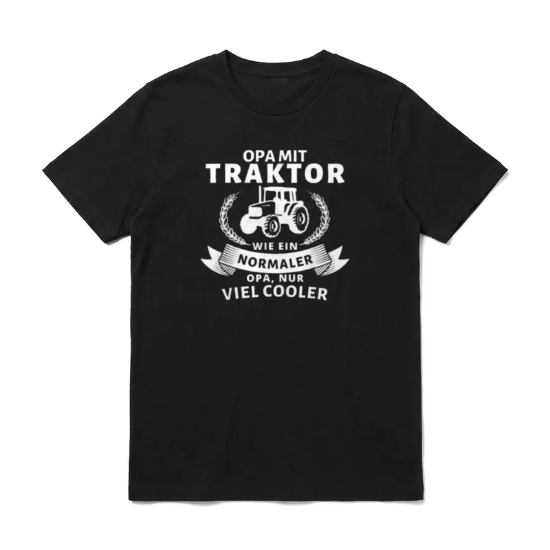 Opa mit Traktor nur T-Shirt – Opa mit Traktor wie ein normaler Opa nur viel cooler – Klassisches T-Shirt in Schwarz
