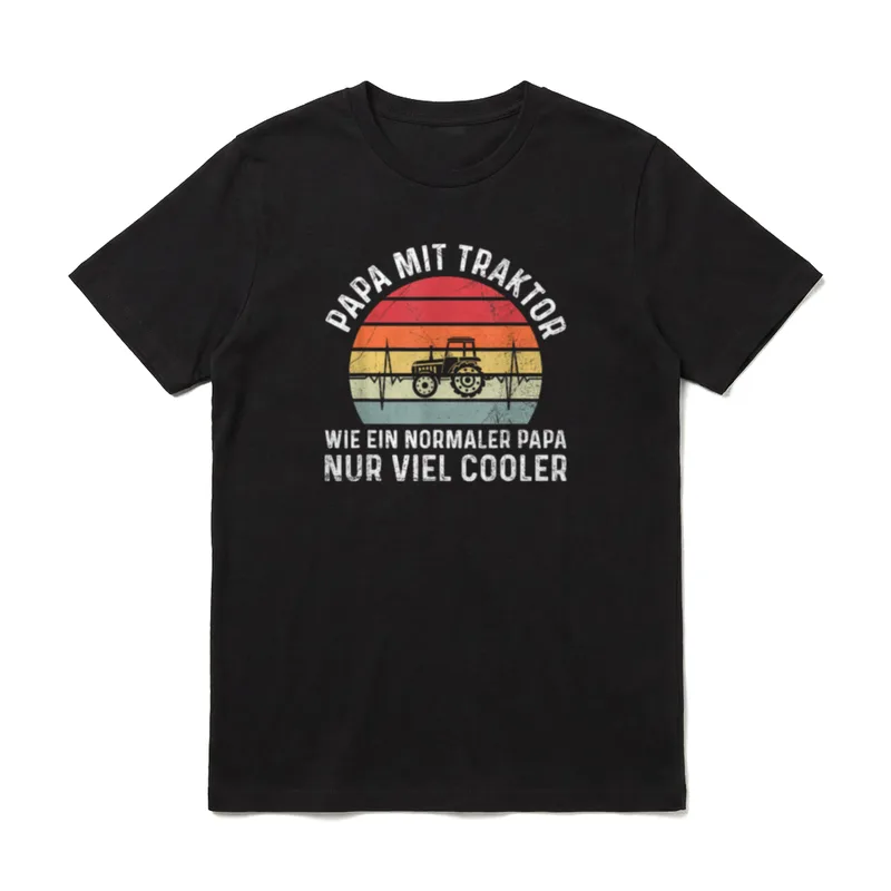 Papa Mit Traktor Vater Landwirt T-Shirt – Klassisches T-Shirt in Schwarz