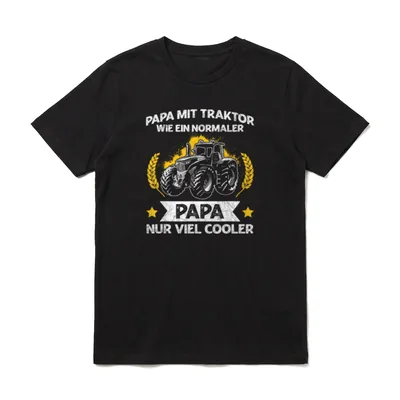 Papa Mit Traktor Bauer T-Shirt – Klassisches T-Shirt in Schwarz