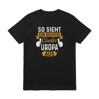 Uropa T-Shirt – Schriftzug So sieht ein richtig cooler Uropa Aus mit zwei Daumen hoch – Klassisches T-Shirt in Schwarz