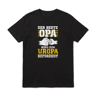 Der Beste Opa wird T-Shirt – „Der Beste Opa wird zum Uropa befördert“, zwei Fäuste – Klassisches T-Shirt in Schwarz