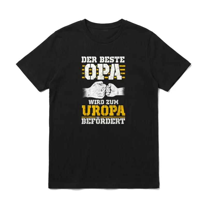 Der Beste Opa wird T-Shirt – „Der Beste Opa wird zum Uropa befördert“, zwei Fäuste – Klassisches T-Shirt in Schwarz