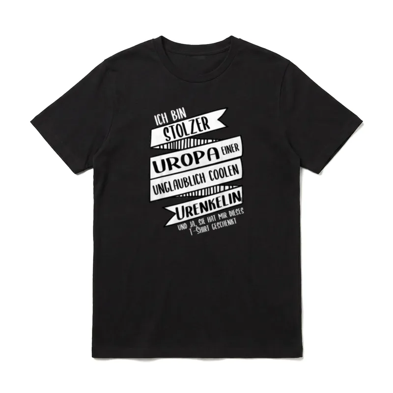 Ich bin Stolzer Uropa T-Shirt – Bänder-Schriftzug: stolzer Uropa einer coolen Urenkelin – Klassisches T-Shirt in Schwarz