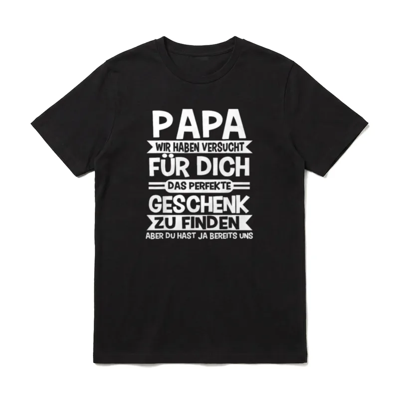T-Shirt Papa Vatertag – Lustiger Schriftzug zum Vatertag – Klassisches T-Shirt in Schwarz