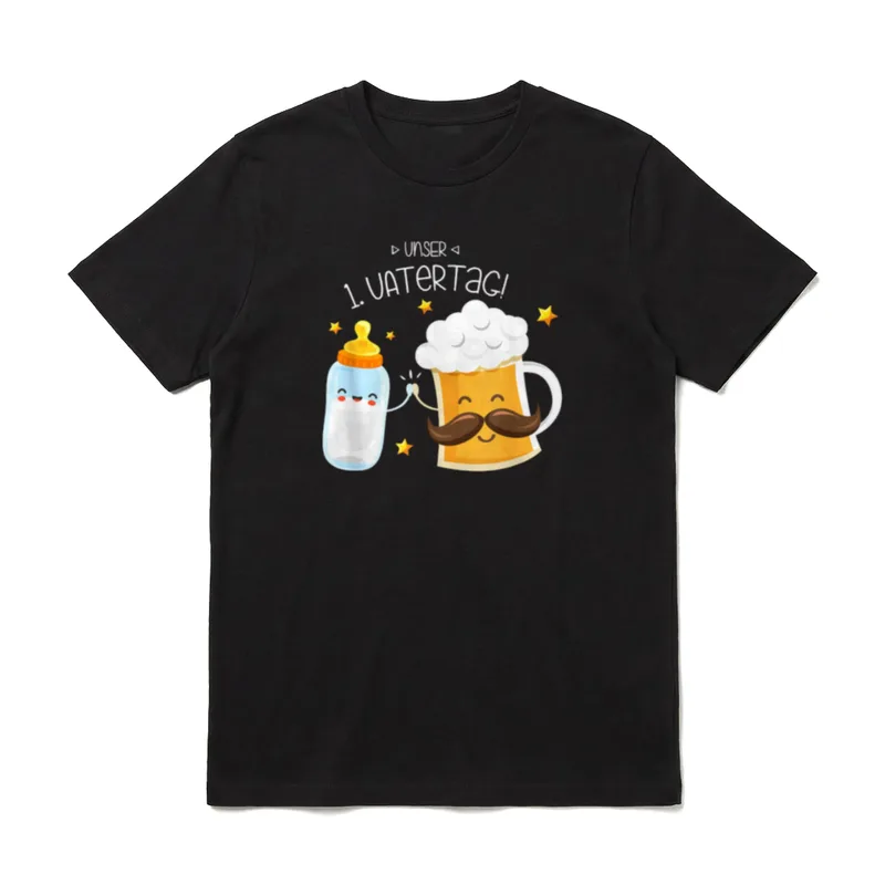 Unser erster Vatertag T-Shirt – Klassisches T-Shirt in Schwarz