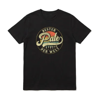Bester Pate der Welt T-Shirt – Rundes Retro-Emblem mit Schriftzug „Bester Pate der Welt“ – Klassisches T-Shirt in Schwarz