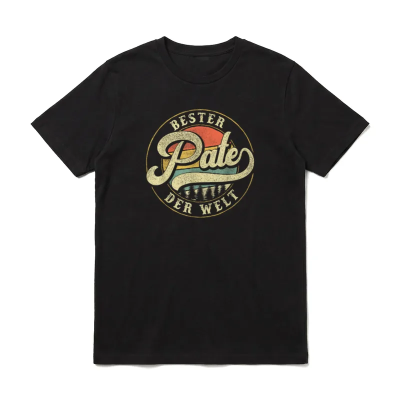 Bester Pate der Welt T-Shirt – Rundes Retro-Emblem mit Schriftzug „Bester Pate der Welt“ – Klassisches T-Shirt in Schwarz