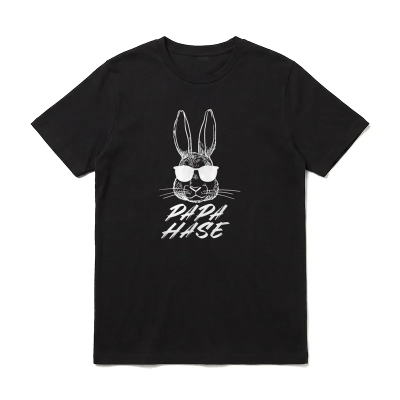 Hase Papa Vatertagsgeschenk T-Shirt – Hasenkopf mit Sonnenbrille, Schriftzug „Papa Hase“ – Klassisches T-Shirt in Schwarz