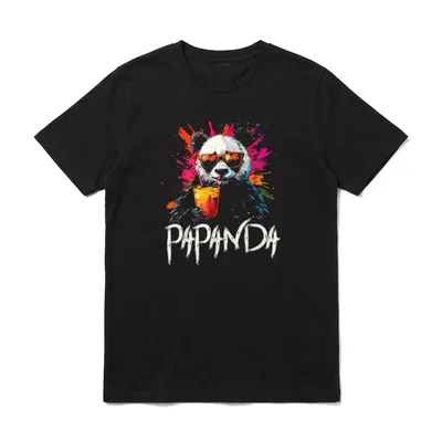 Papanda Lustiges Panda Papa T-Shirt – Klassisches T-Shirt in Schwarz