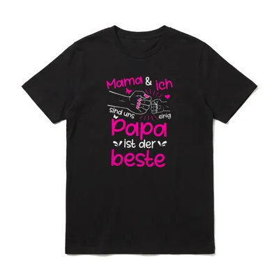 Mama und ich sind T-Shirt – Fingerschluss von Mutter und Kind mit Text Papa ist der beste – Klassisches T-Shirt in Schwarz