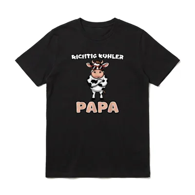 Richtig Kuhler Papa Kuh T-Shirt – Kühler Papa Kuh mit Sonnenbrille und verschränkten Armen – Klassisches T-Shirt in Schwarz