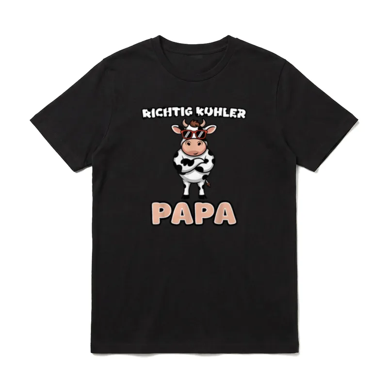 Richtig Kuhler Papa Kuh T-Shirt – Kühler Papa Kuh mit Sonnenbrille und verschränkten Armen – Klassisches T-Shirt in Schwarz