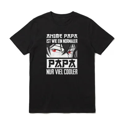 Anime Papa Lustiger Vatertag T-Shirt – Anime Papa mit roten Augen und cooler Schrift – Klassisches T-Shirt in Schwarz