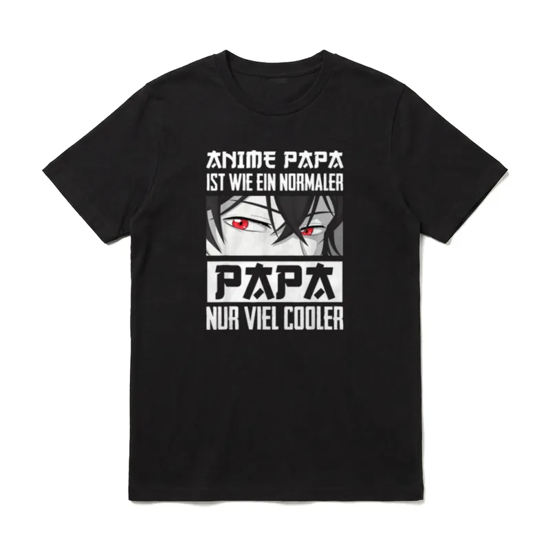 Anime Papa Lustiger Vatertag T-Shirt – Anime Papa mit roten Augen und cooler Schrift – Klassisches T-Shirt in Schwarz