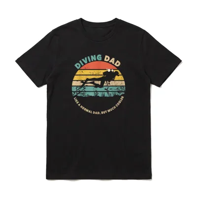 Diving Dad Retro Vintage T-Shirt – Klassisches T-Shirt in Schwarz