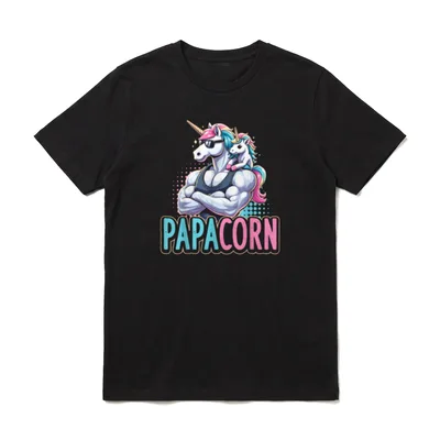 Papacorn Lustig Einhorn Papa T-Shirt – Klassisches T-Shirt in Schwarz