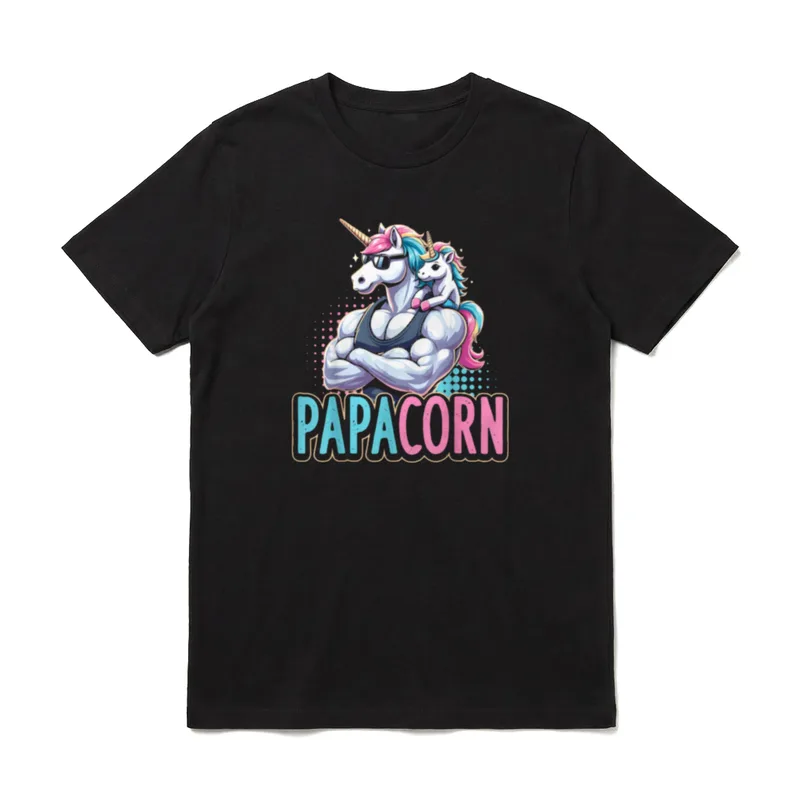 Papacorn Lustig Einhorn Papa T-Shirt – Klassisches T-Shirt in Schwarz