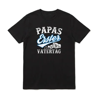 Papas Erster Vatertag Vater T-Shirt – Papas Erster Vatertag Text mit Fingerschlag Grafik – Klassisches T-Shirt in Schwarz