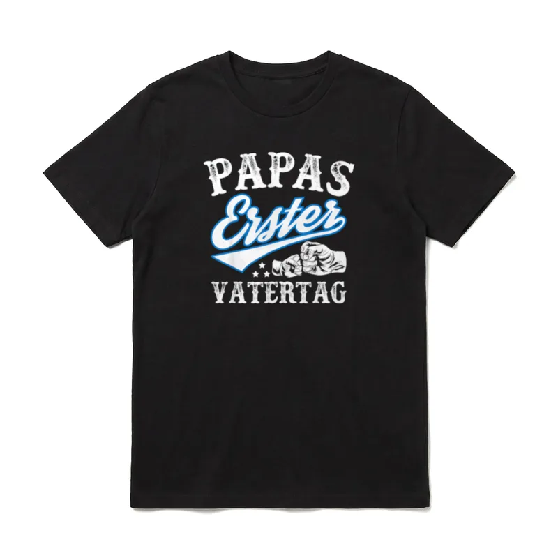 Papas Erster Vatertag Vater T-Shirt – Papas Erster Vatertag Text mit Fingerschlag Grafik – Klassisches T-Shirt in Schwarz