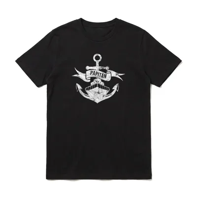 Captain Vatertag Vintage Anchor T-Shirt – Klassisches T-Shirt in Schwarz