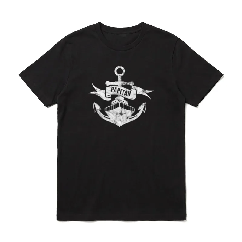 Captain Vatertag Vintage Anchor T-Shirt – Klassisches T-Shirt in Schwarz