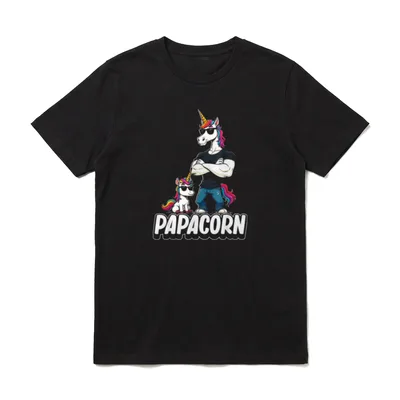 Papacorn Lustig Einhorn Papa Vatertag T-Shirt – Klassisches T-Shirt in Schwarz