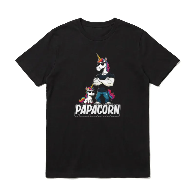 Papacorn Lustig Einhorn Papa Vatertag T-Shirt – Klassisches T-Shirt in Schwarz