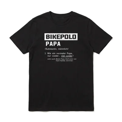 Bester Radpolo Papa Vater T-Shirt – Bikepolo Papa Definition im Wörterbuch-Stil, grau-weiß – Klassisches T-Shirt in Schwarz