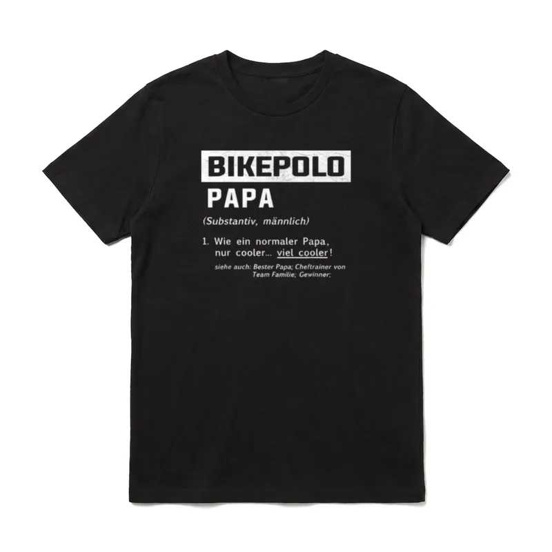 Bester Radpolo Papa Vater T-Shirt – Bikepolo Papa Definition im Wörterbuch-Stil, grau-weiß – Klassisches T-Shirt in Schwarz