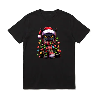 T-Shirt Katze Weihnachten – Klassisches T-Shirt in Schwarz