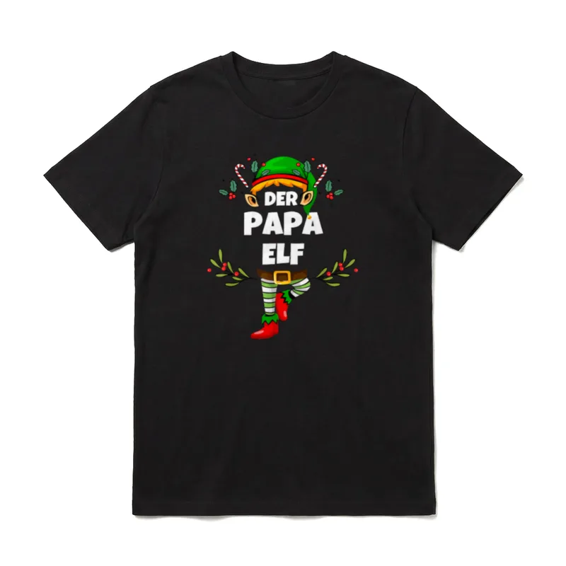Papa Elf Lustiger Weihnachts-Elf T-Shirt – Klassisches T-Shirt in Schwarz