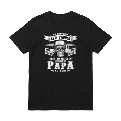 Ich Bin Stolzer LKW T-Shirt – Lkw Fahrer Papa Schädel Kappe Lastwagen Schriftzug – Klassisches T-Shirt in Schwarz