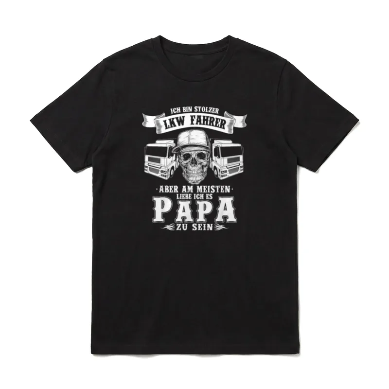 Ich Bin Stolzer LKW T-Shirt – Lkw Fahrer Papa Schädel Kappe Lastwagen Schriftzug – Klassisches T-Shirt in Schwarz