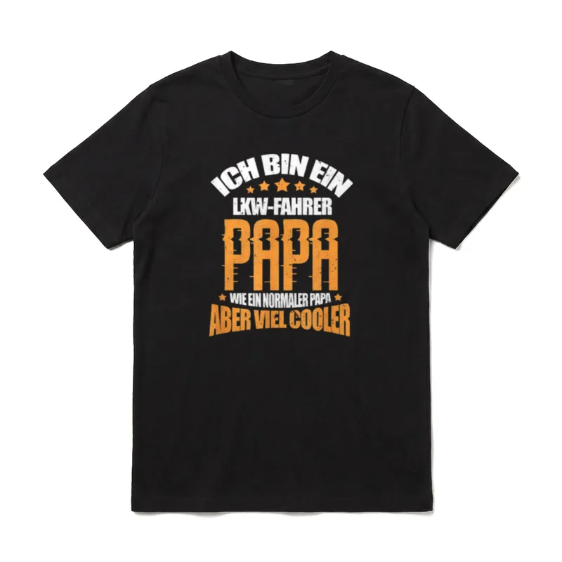 Ich bin ein LKW-Fahrer T-Shirt – LKW Fahrer Papa Spruch orange weiß mit Sternen – Klassisches T-Shirt in Schwarz