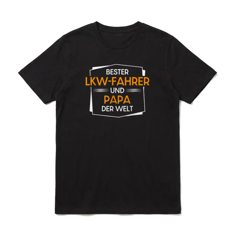 Bester LKW Fahrer T-Shirt – Schriftzug Bester LKW-Fahrer und Papa der Welt im Rahmen – Klassisches T-Shirt in Schwarz