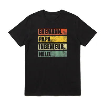 EHEMANN PAPA INGENIEUR HELD T-Shirt – Klassisches T-Shirt in Schwarz