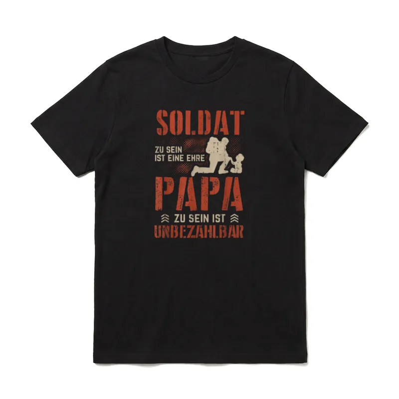 Soldat Papa mit Sohn T-Shirt – Klassisches T-Shirt in Schwarz