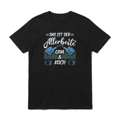 Allerbeste Opa Koch Großvater T-Shirt – Opa und Koch Text mit blauen Händen und Suppentöpfen – Klassisches T-Shirt in Schwarz