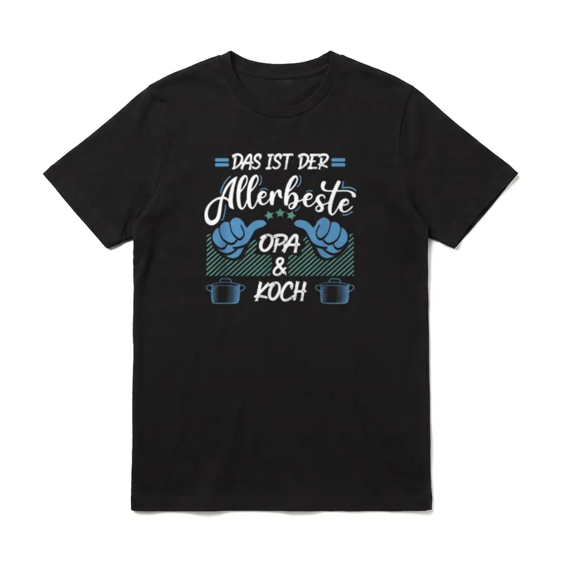 Allerbeste Opa Koch Großvater T-Shirt – Opa und Koch Text mit blauen Händen und Suppentöpfen – Klassisches T-Shirt in Schwarz