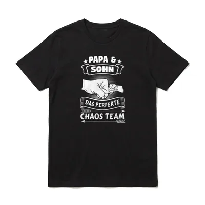 T-Shirt Vater Sohn – Papa und Sohn das perfekte Chaos Team mit Fauststoss Grafik – Klassisches T-Shirt in Schwarz