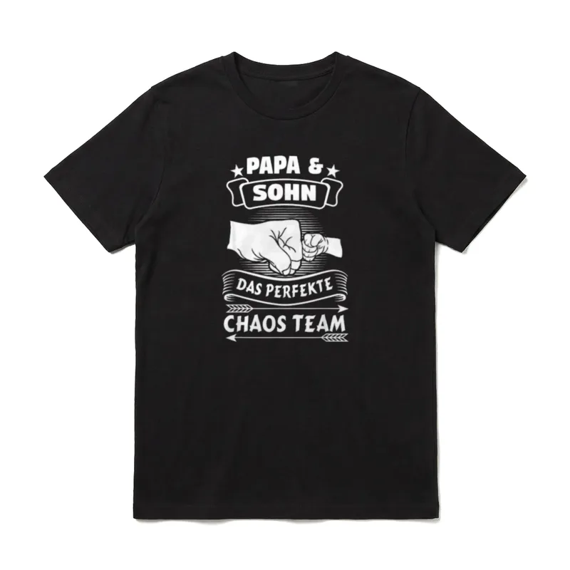 T-Shirt Vater Sohn – Papa und Sohn das perfekte Chaos Team mit Fauststoss Grafik – Klassisches T-Shirt in Schwarz