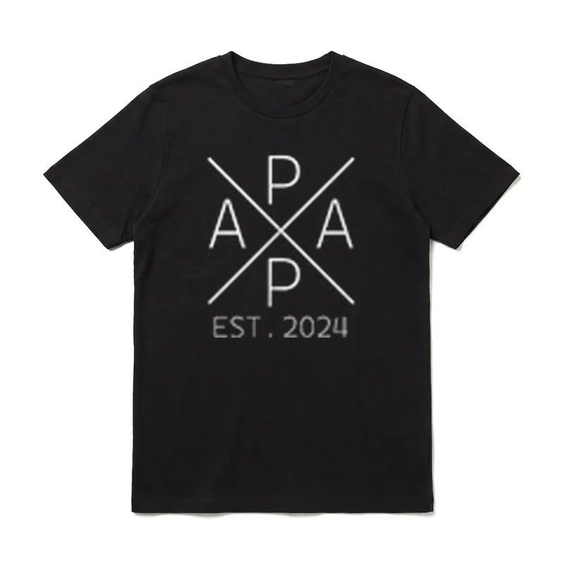 Papa 2024 Vater 2024 T-Shirt – Geometrisches PAPA Logo mit Est. 2024 Text – Klassisches T-Shirt in Schwarz