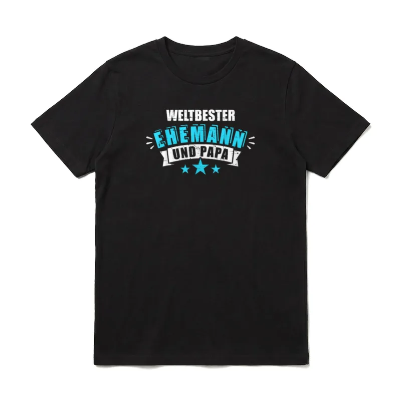 Bester Ehemann und Papa T-Shirt – Klassisches T-Shirt in Schwarz
