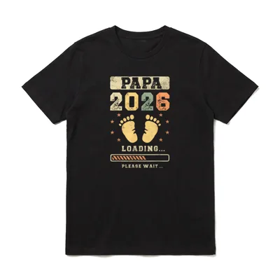 Papa 2026 Loading Babyankündigung T-Shirt – Klassisches T-Shirt in Schwarz