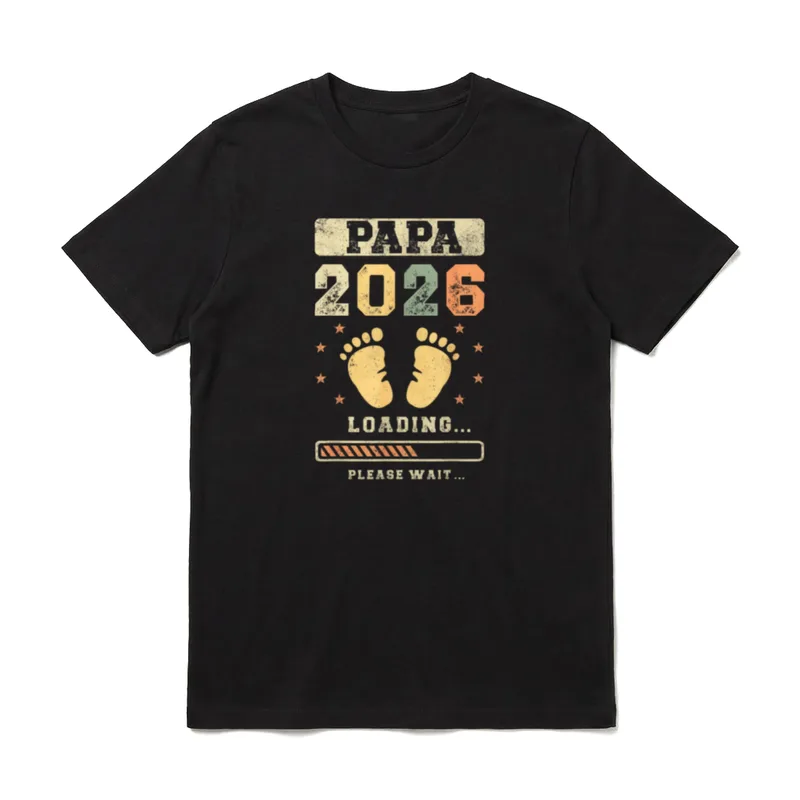 Papa 2026 Loading Babyankündigung T-Shirt – Klassisches T-Shirt in Schwarz